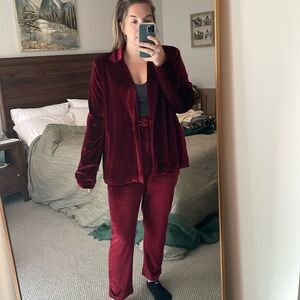 Nasty Gal “Got a Crush on You” crushed red velvet suit set